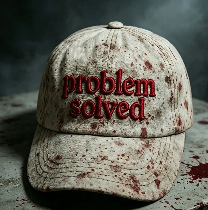 Funny Halloween Hat | Bloody "Problem Solved" Horror Dad Cap