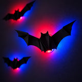 Close-up of LED bat glowing red and blue