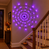 LED spider web on a staircase wall