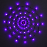 Close-up of the purple LED spider web light